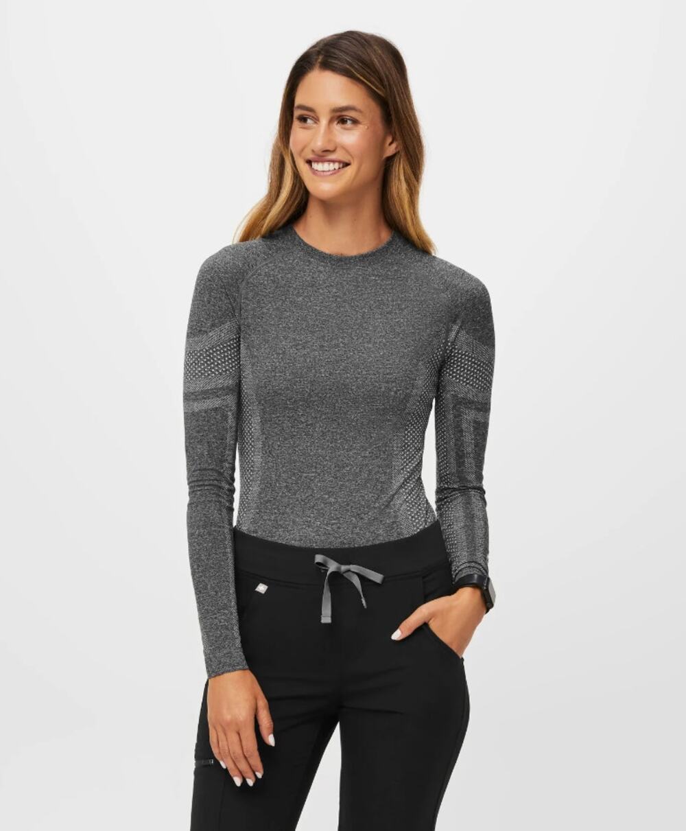 Figs Salta Seamless Long-Sleeve Underscrub in Graphite Gray L